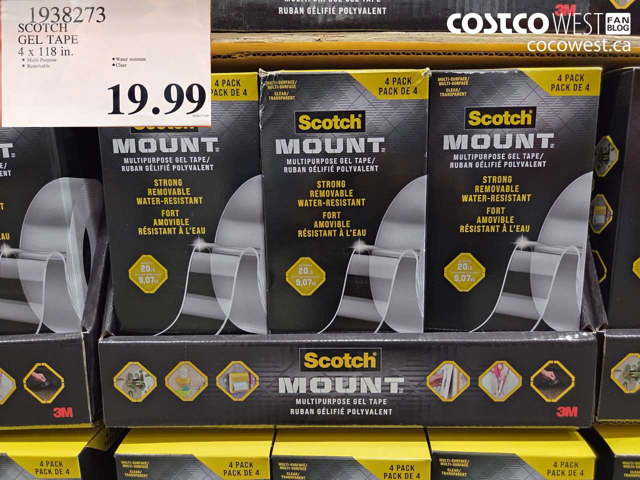 1938273 SCOTCH GEL TAPE 4 x 118 in. $19.99