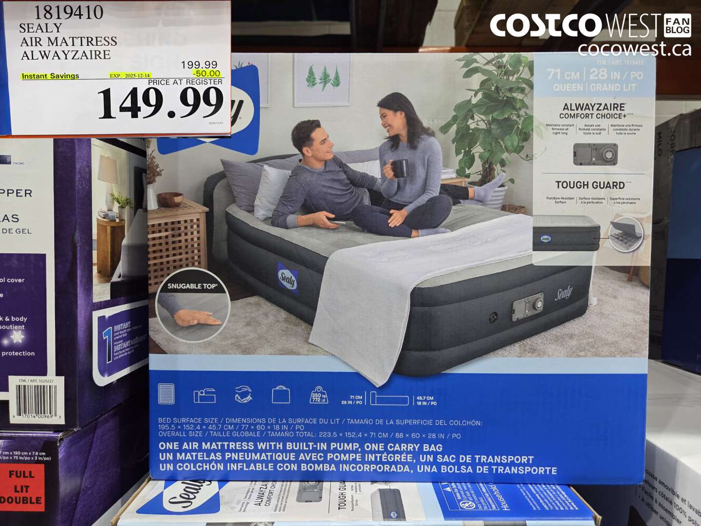 1819410 SEALY AIR MATTRESS ALWAYZAIRE ($50.00 INSTANT SAVINGS EXPIRES ON 2025-12-14) $149.99