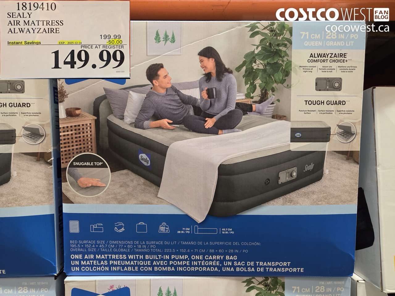 1819410 SEALY AIR MATTRESS ALWAYZAIRE ($50.00 INSTANT SAVINGS EXPIRES ON 2025-12-14) $149.99