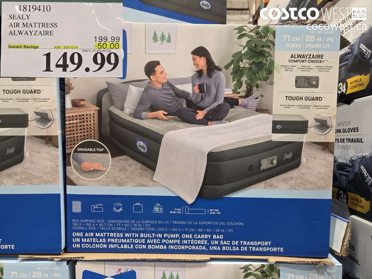 1819410 SEALY AIR MATTRESS ALWAYZAIRE ($50.00 INSTANT SAVINGS EXPIRES ON 2025-12-14) $149.99