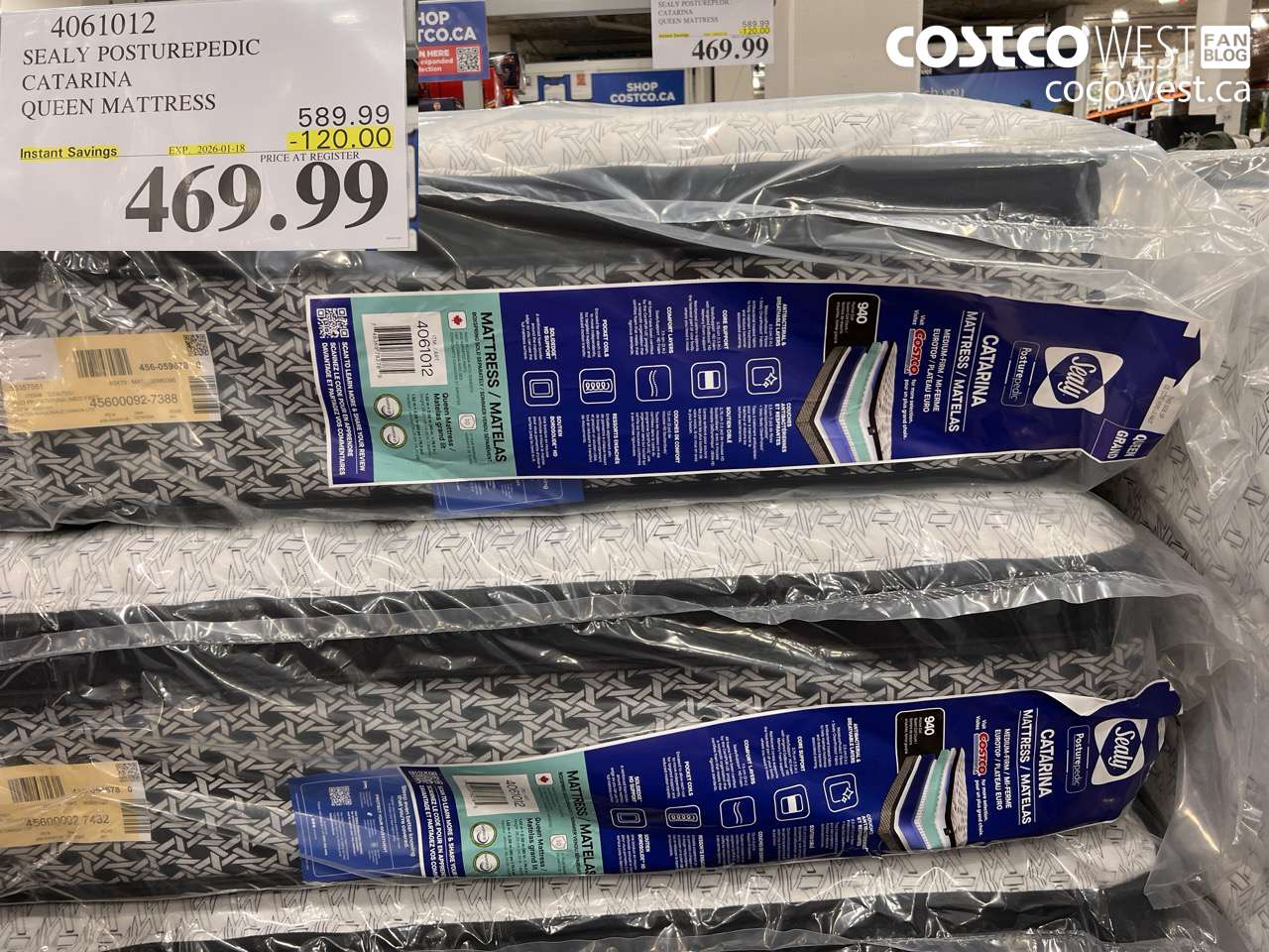 4061012 SEALY POSTUREPEDIC CATARINA QUEEN MATTRESS ($120.00 INSTANT SAVINGS EXPIRES ON 2026-01-18) $469.99