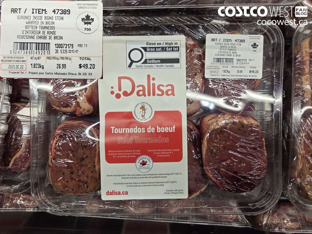 47389 SEASONED INSIDE ROUND TOURNEDOS STEAK $26.99