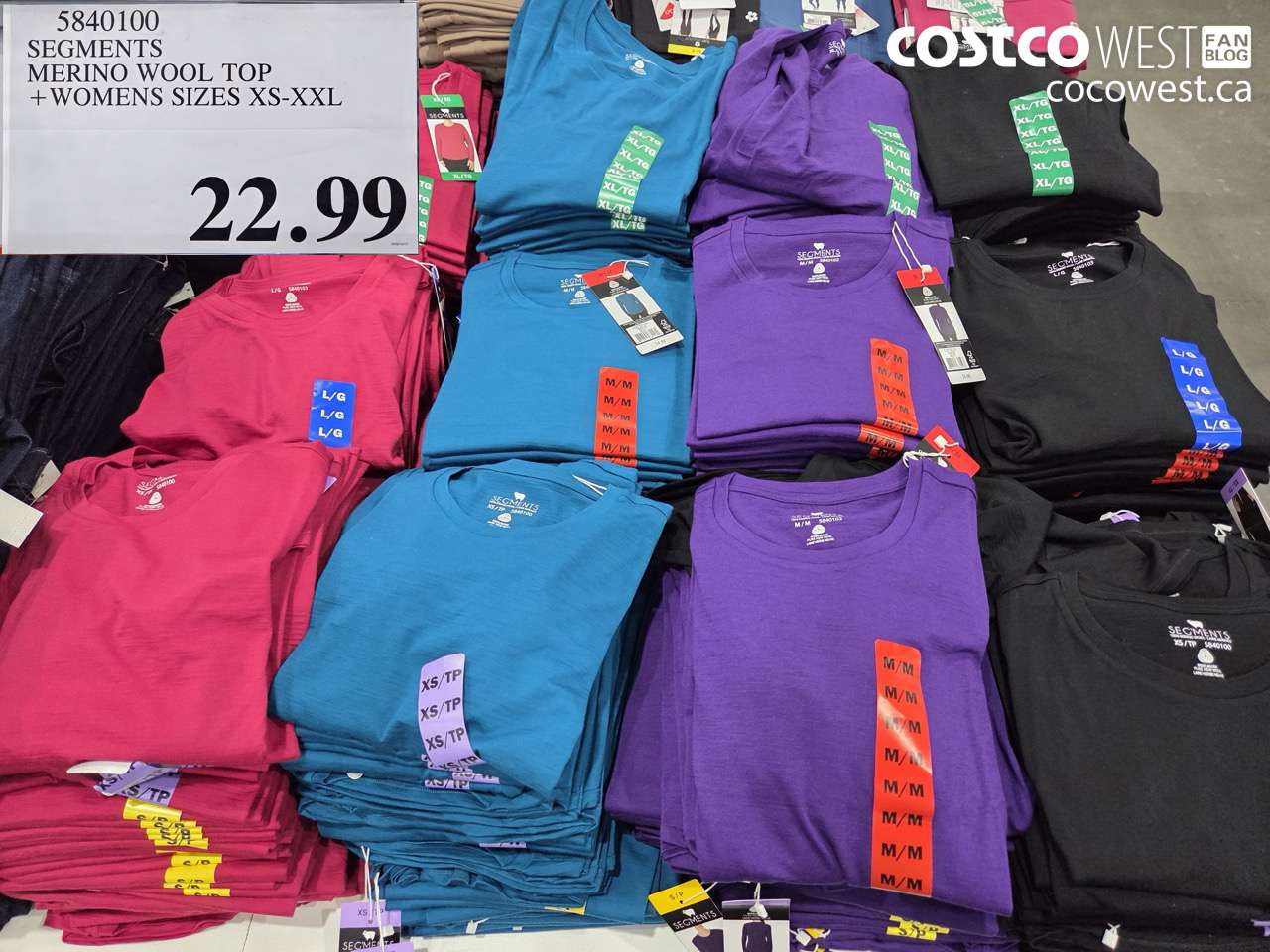 5840100 SEGMENTS MERINO WOOL TOP LADIES SIZES XS-XXL $22.99