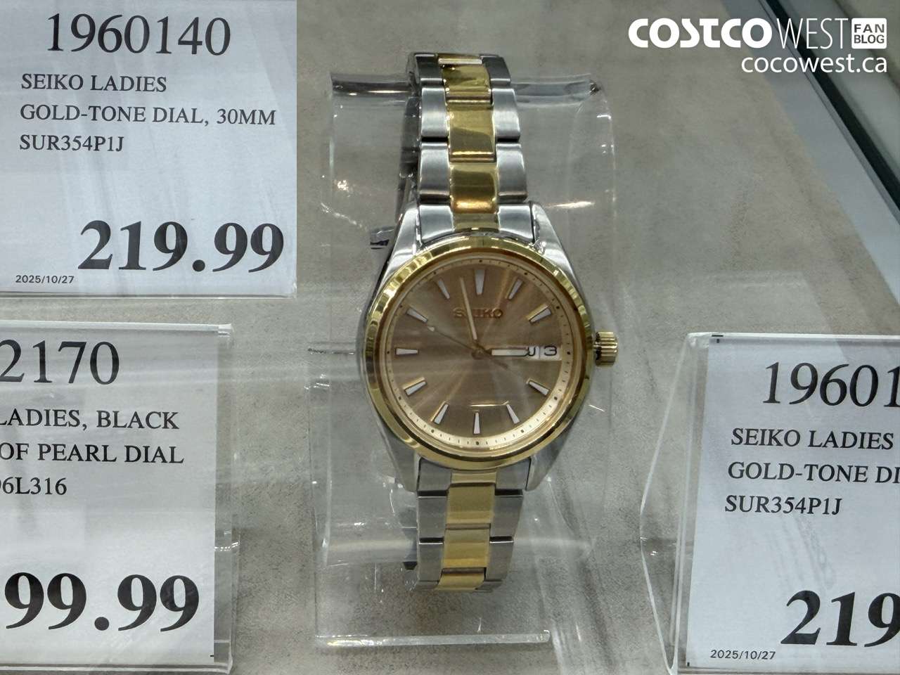1960140 SEIKO LADIES GOLD-TONE DIAL 30MM SUR354P1J $219.99