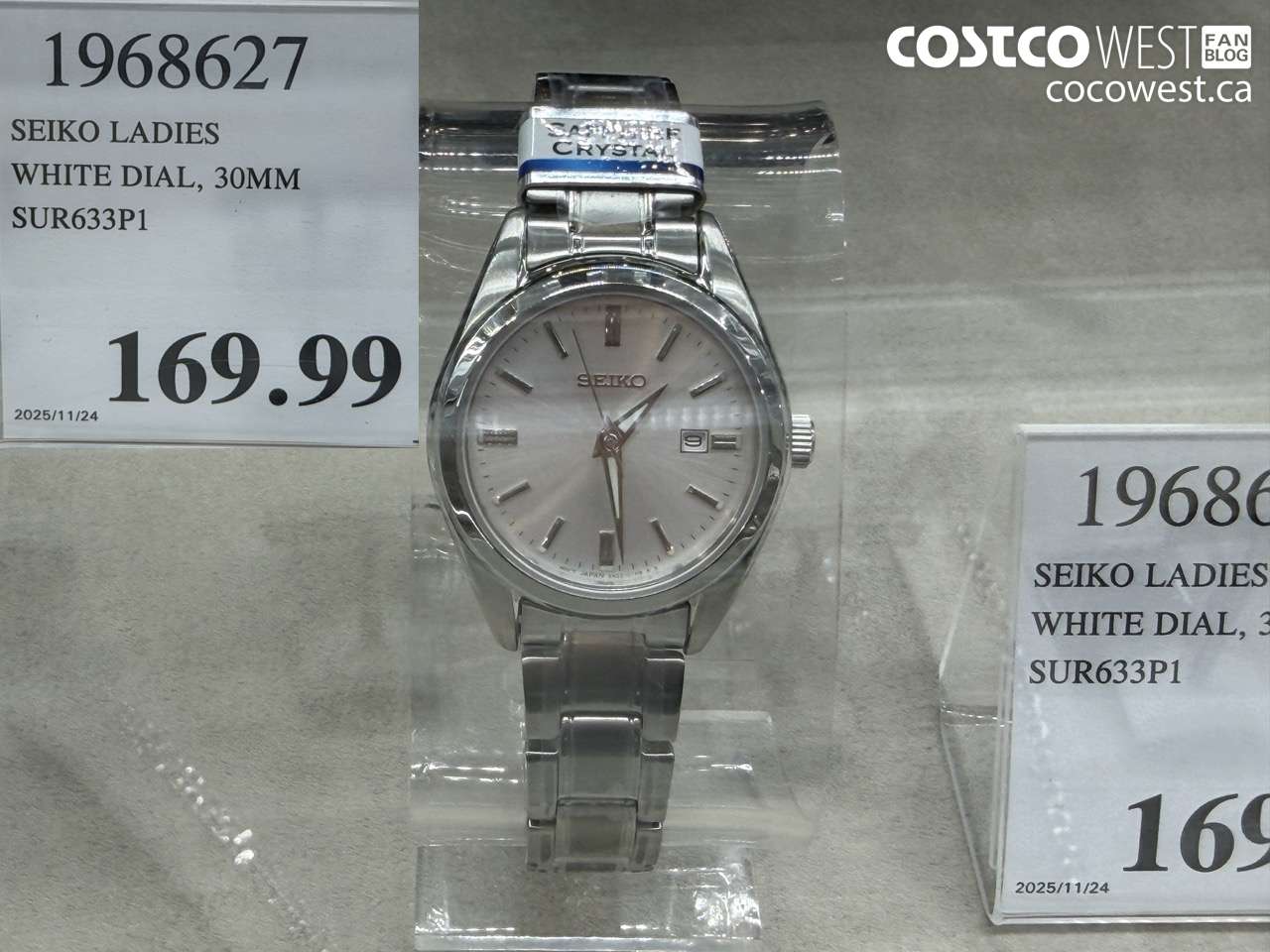 1968627 SEIKO LADIES WHITE DIAL 30MM SUR633P1 $169.99