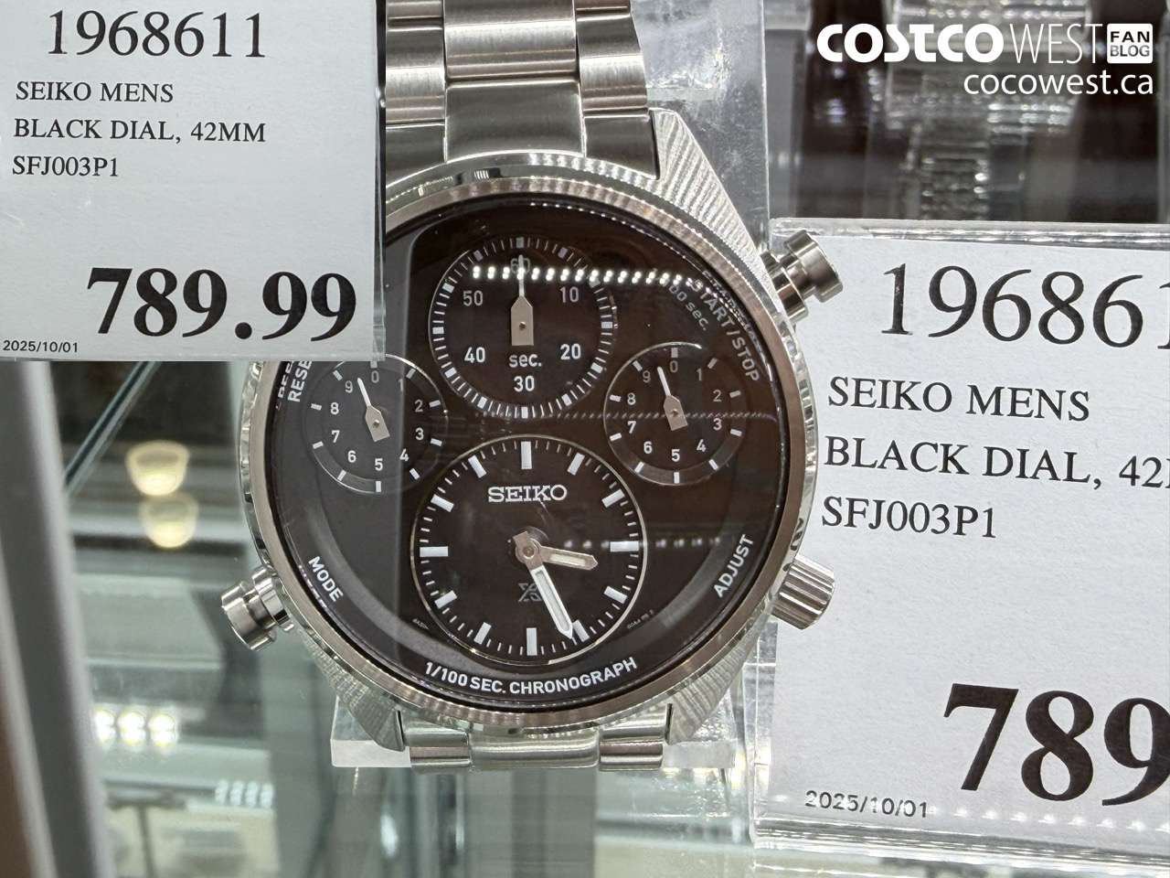 1968611 SEIKO MENS BLACK DIAL 42MM SFJ003P1 $789.99