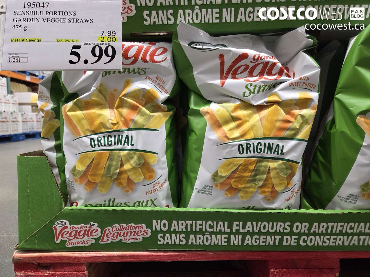 195047 SENSIBLE PORTIONS GARDEN VEGGIE STRAWS 475 g ($2.00 INSTANT SAVINGS EXPIRES ON 2025-12-14) $5.99