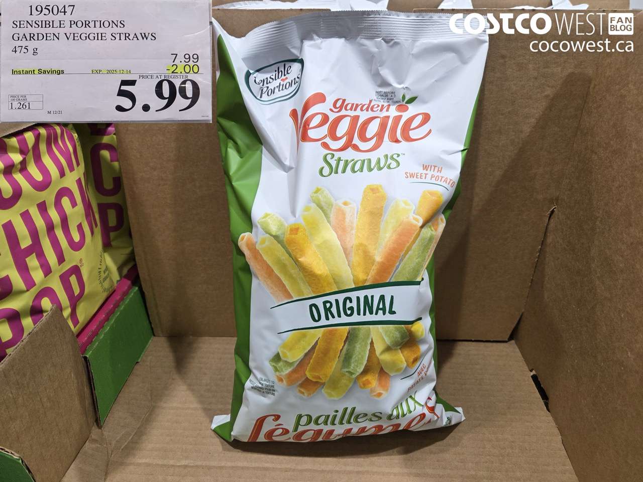 195047 SENSIBLE PORTIONS GARDEN VEGGIE STRAWS 475 g ($2.00 INSTANT SAVINGS EXPIRES ON 2025-12-14) $5.99