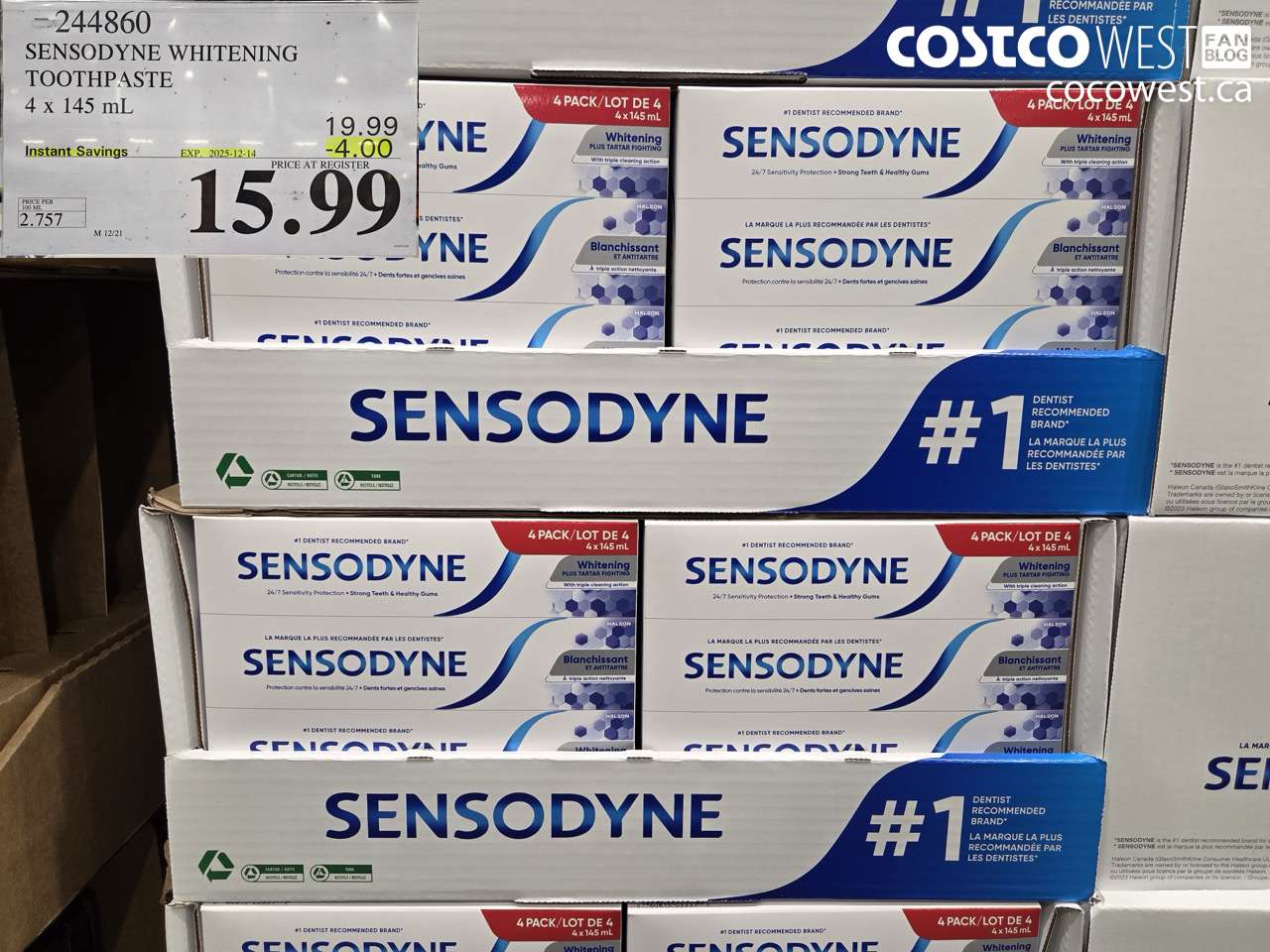 244860 SENSODYNE WHITENING TOOTHPASTE 4 X 145 ML ($4.00 INSTANT SAVINGS EXPIRES ON 2025-12-14) $15.99
