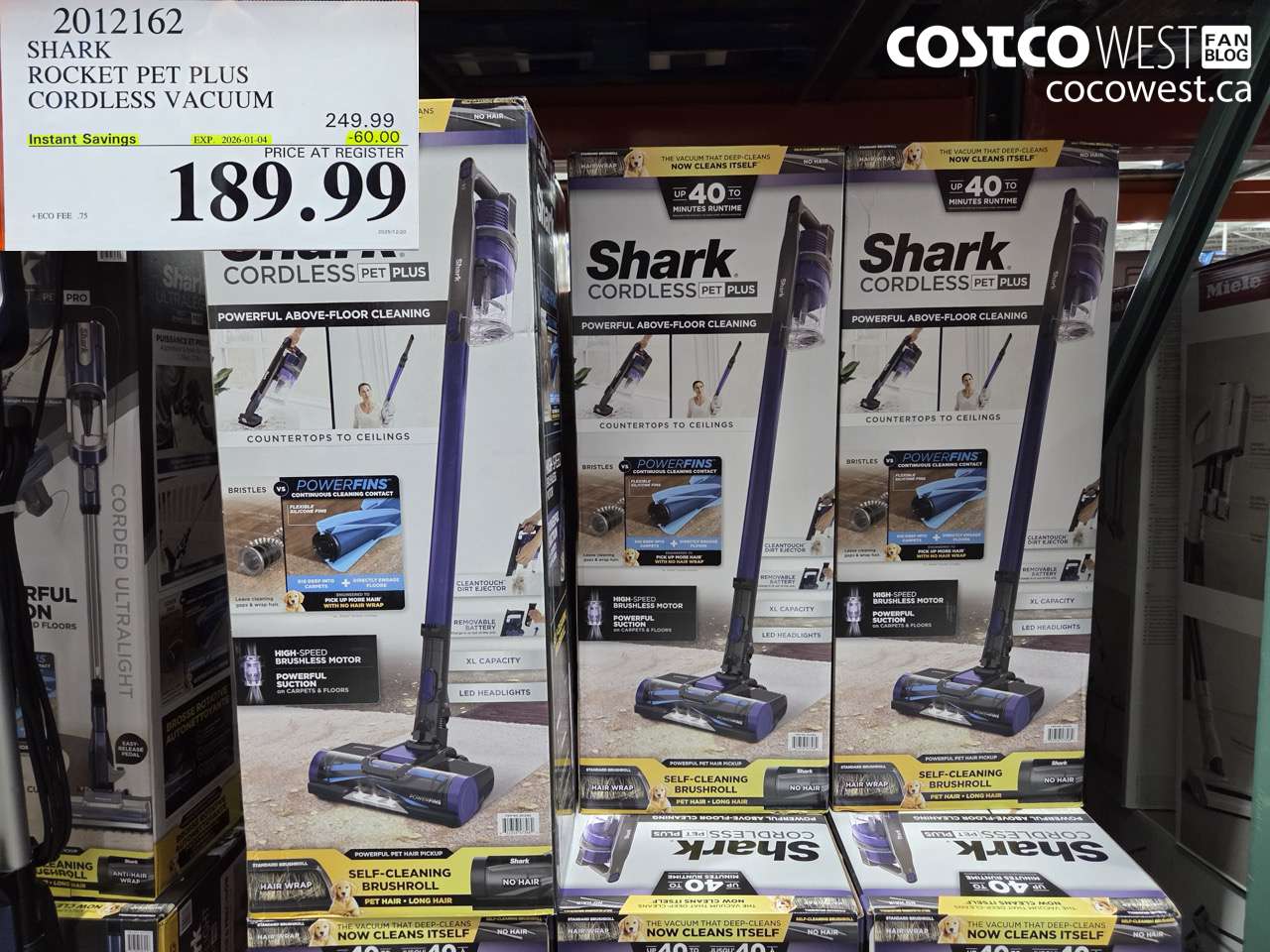 2012162 SHARK ROCKET PET PLUS CORDLESS STICK VACUUM ($60.00 INSTANT SAVINGS EXPIRES ON 2026-01-04) $189.99