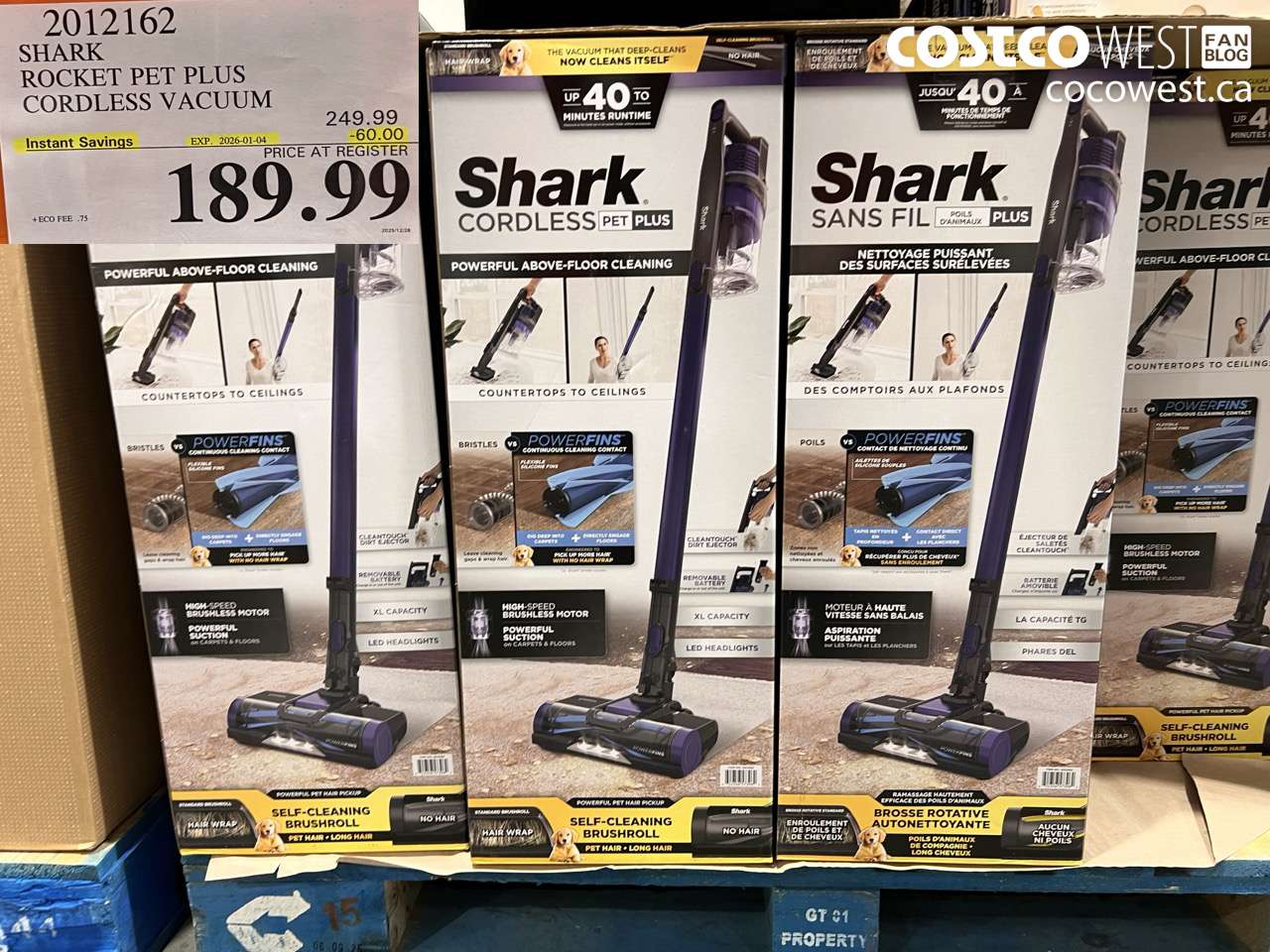 2012162 SHARK ROCKET PET PLUS CORDLESS STICK VACUUM ($60.00 INSTANT SAVINGS EXPIRES ON 2026-01-04) $189.99