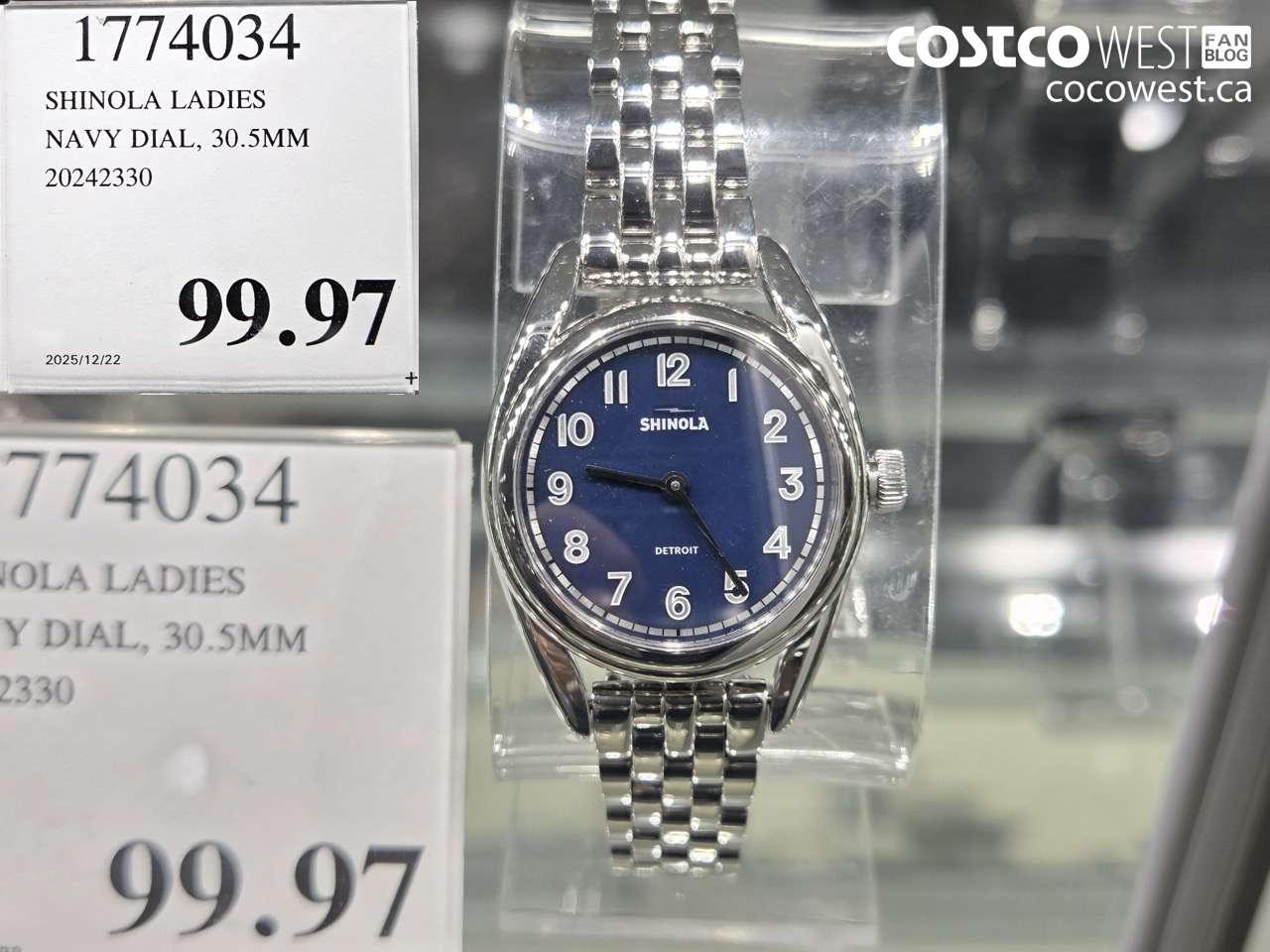 1774034 SHINOLA LADIES NAVY DIAL 30.5 MM 20242330 $99.97