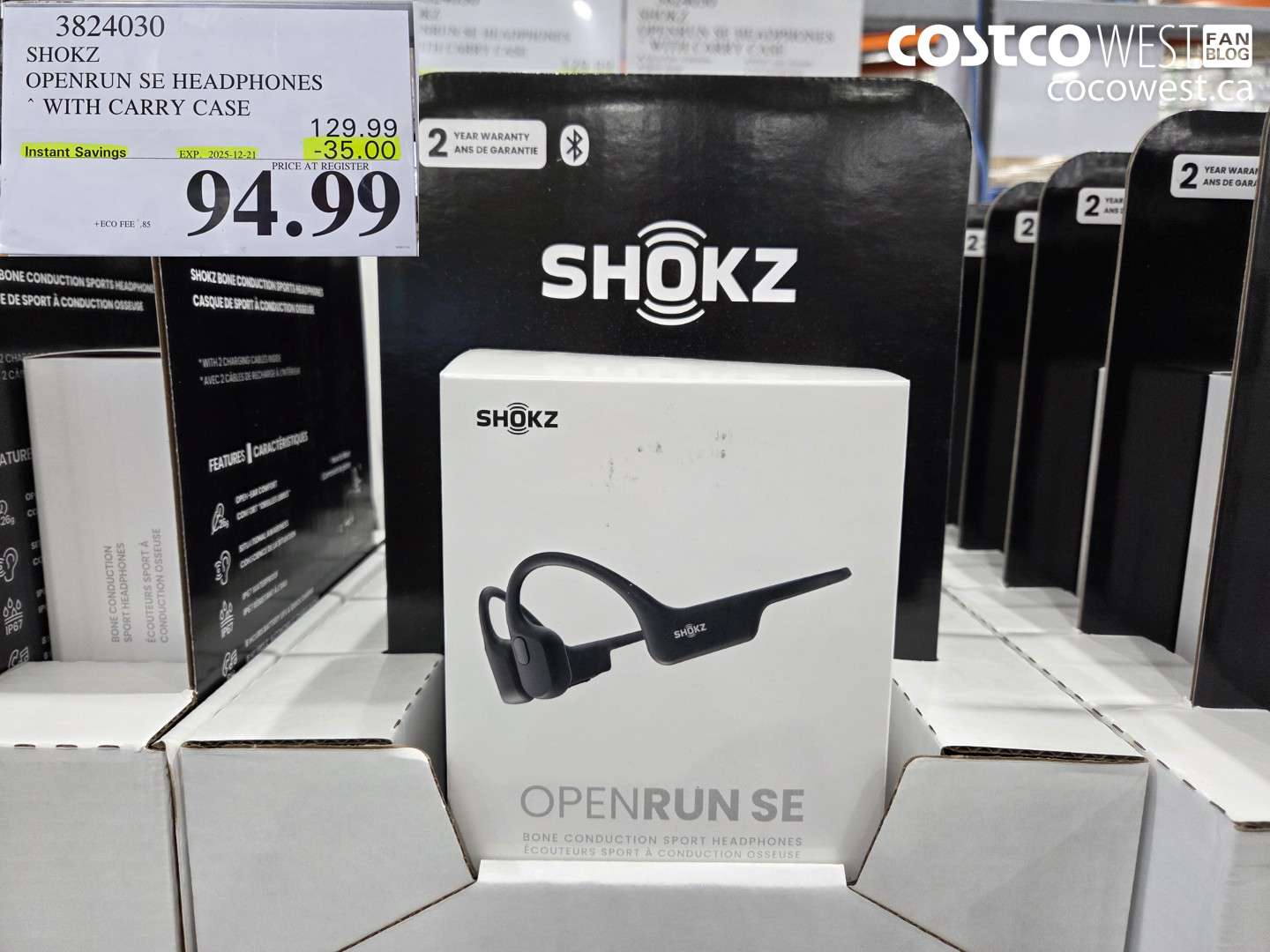 3824030 SHOKZ OPENRUN SE HEADPHONES WITH CARRY CASE ($35.00 INSTANT SAVINGS EXPIRES ON 2025-12-21) $94.99