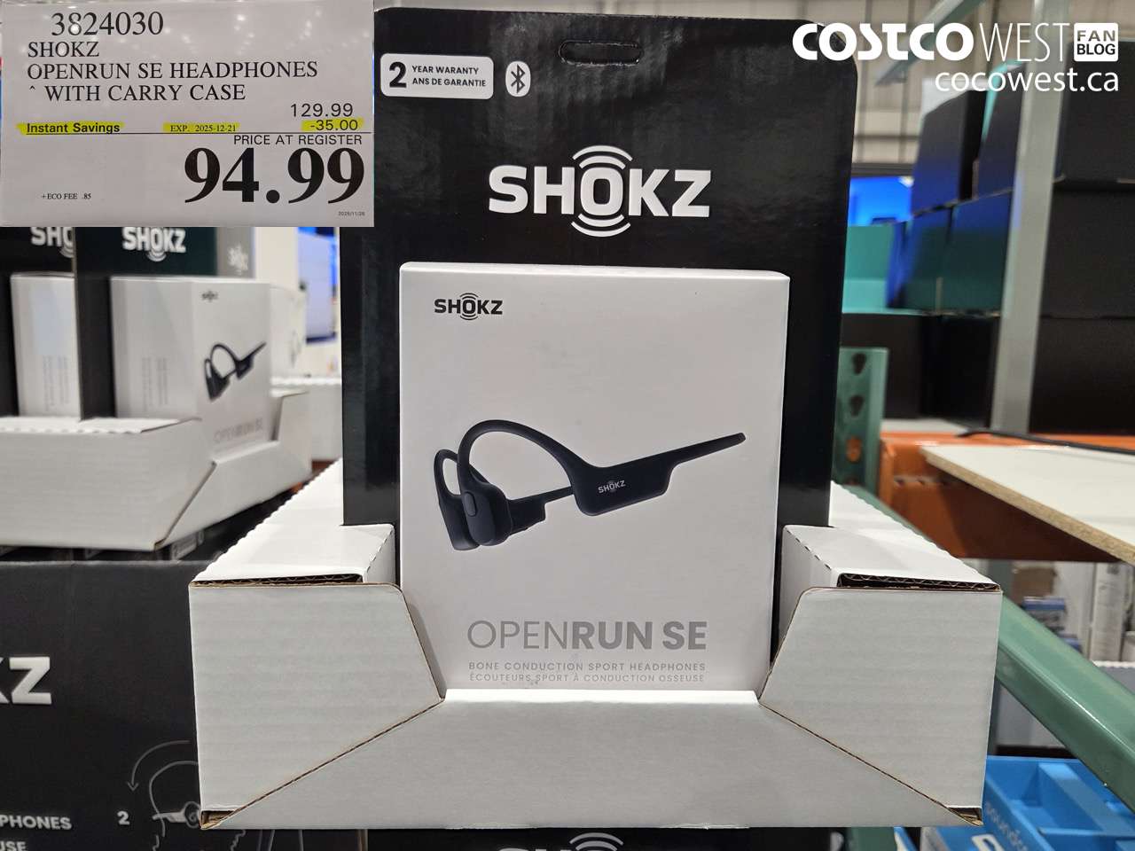 3824030 SHOKZ OPENRUN SE HEADPHONES WITH CARRY CASE ($35.00 INSTANT SAVINGS EXPIRES ON 2025-12-21) $94.99