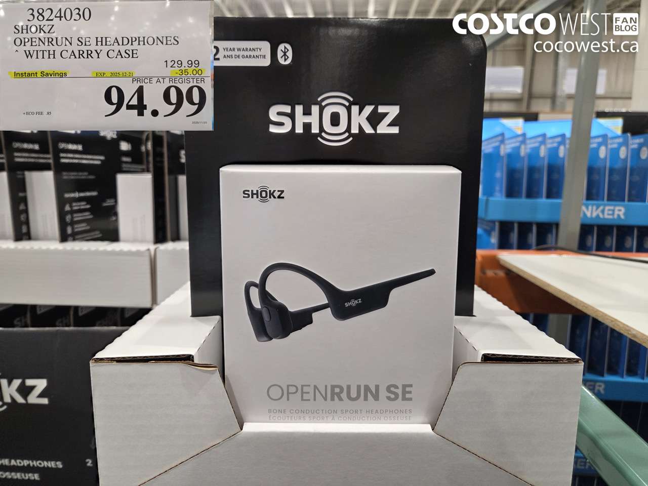 3824030 SHOKZ OPENRUN SE HEADPHONES WITH CARRY CASE ($35.00 INSTANT SAVINGS EXPIRES ON 2025-12-21) $94.99