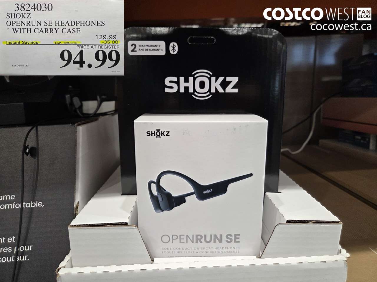 3824030 SHOKZ OPENRUN SE HEADPHONES WITH CARRY CASE ($35.00 INSTANT SAVINGS EXPIRES ON 2026-01-01) $94.99