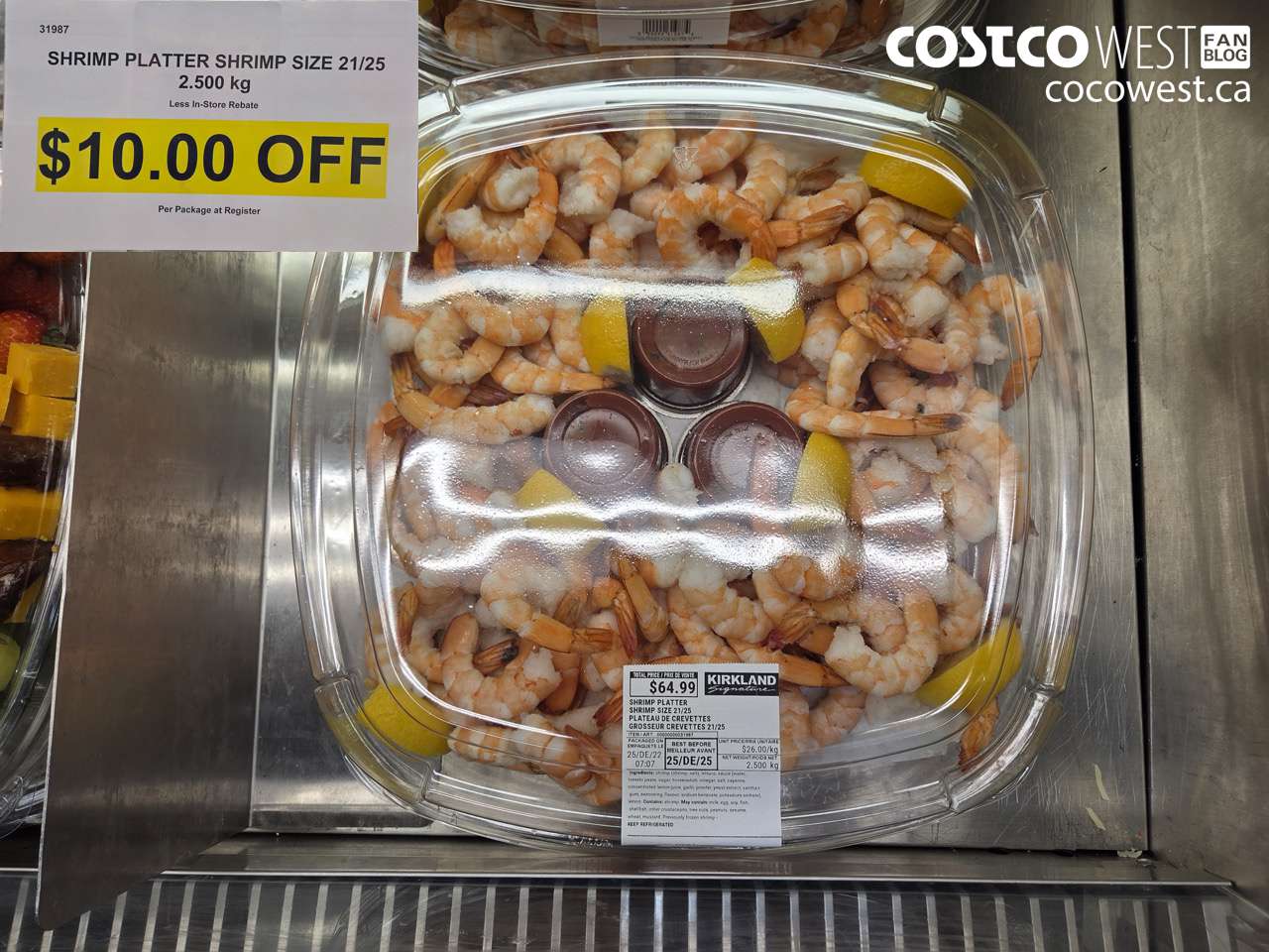 31987 SHRIMP PLATTER SHRIMP SIZE 21/25 2.5 KG ($10.00 INSTANT SAVINGS)