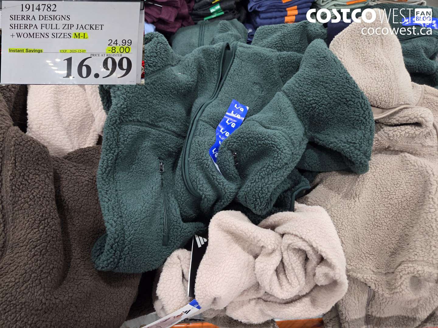 1914782 SIERRA DESIGNS SHERPA FULL ZIP JACKET WOMENS SIZES L-XL ($8.00 INSTANT SAVINGS EXPIRES ON 2025-12-07) $16.99