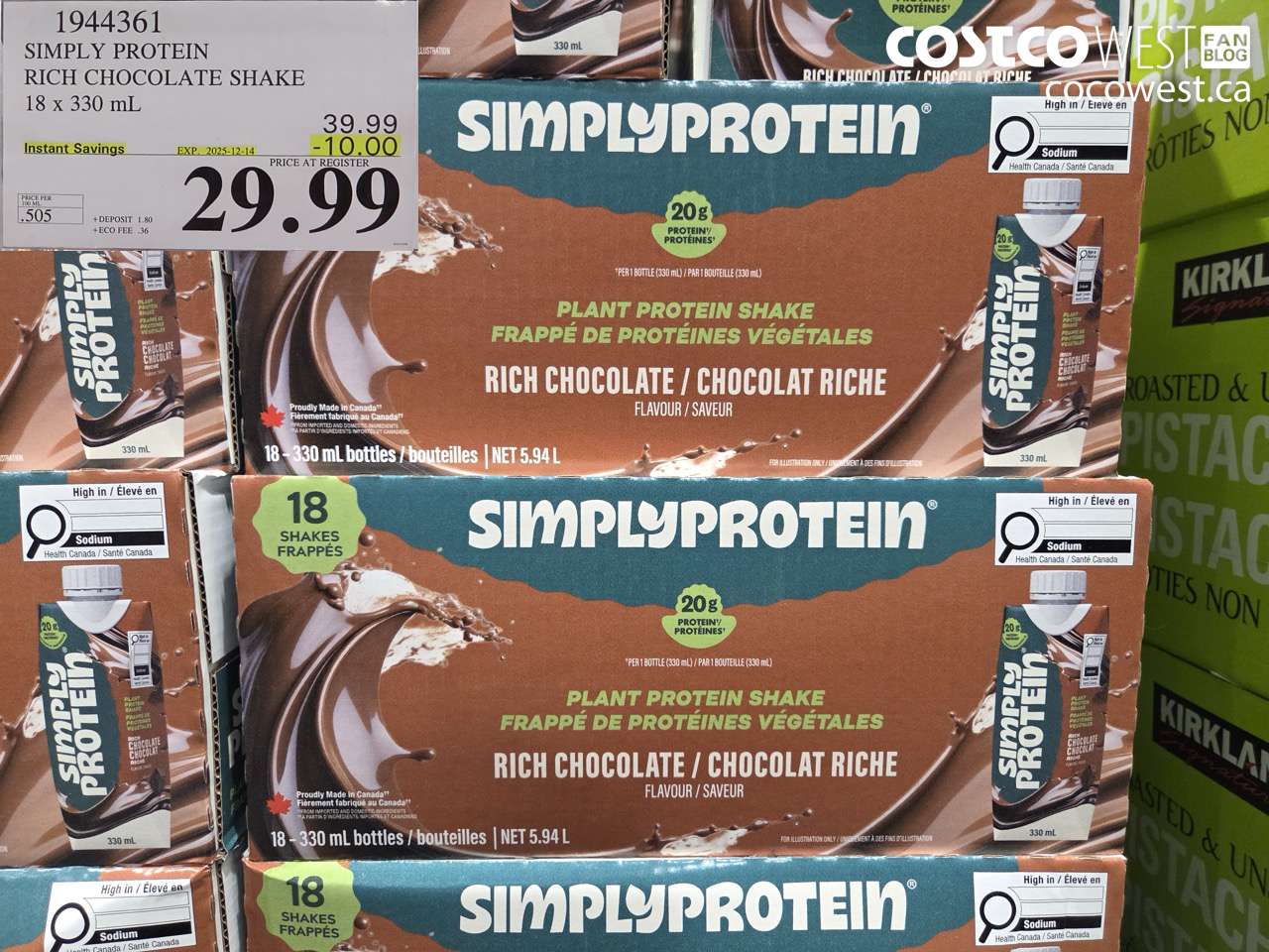 1944361 SIMPLY PROTEIN RICH CHOCOLATE SHAKE 18 X 330 ML ($10.00 INSTANT SAVINGS EXPIRES ON 2025-12-14) $29.99