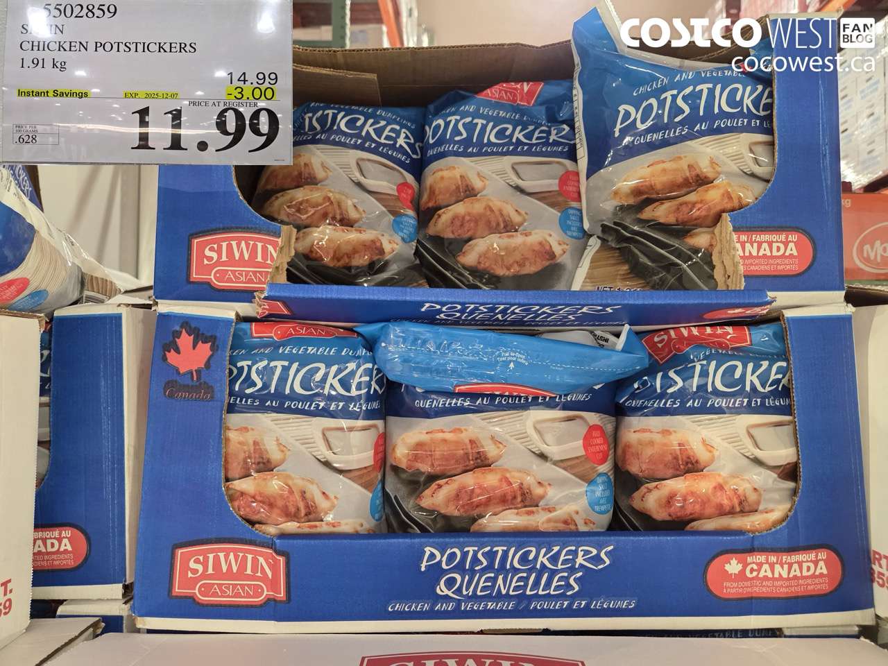 5502859 SIWIN CHICKEN POTSTICKERS 1.91 kg ($3.00 INSTANT SAVINGS EXPIRES ON 2025-12-07) $11.99