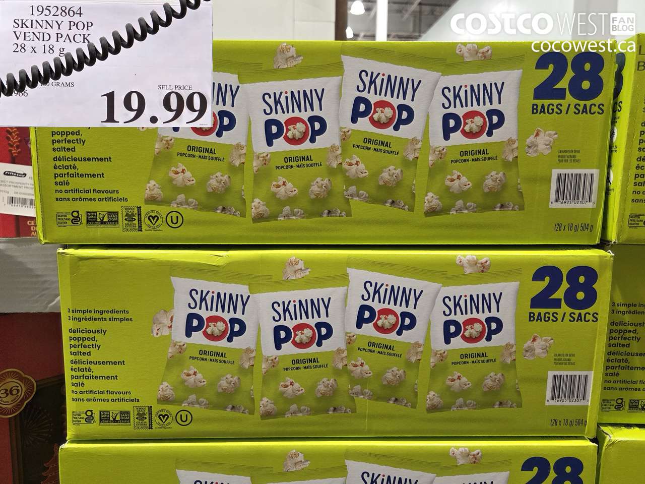 1952864 SKINNY POP VEND PACK 28 X 18G $19.99