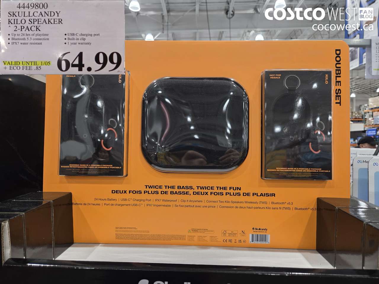 4449800 SKULLCANDY KILO SPEAKER 2-PACK (EXPIRES ON 2026-01-05) $64.99