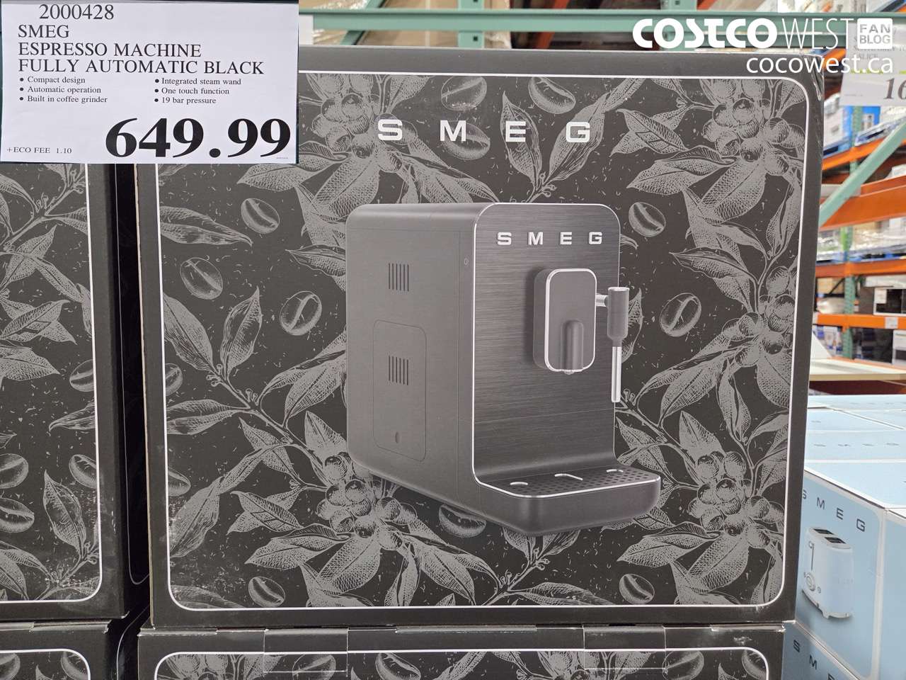 2000428 SMEG ESPRESSO MACHINE FULLY AUTOMATIC BLACK $649.99