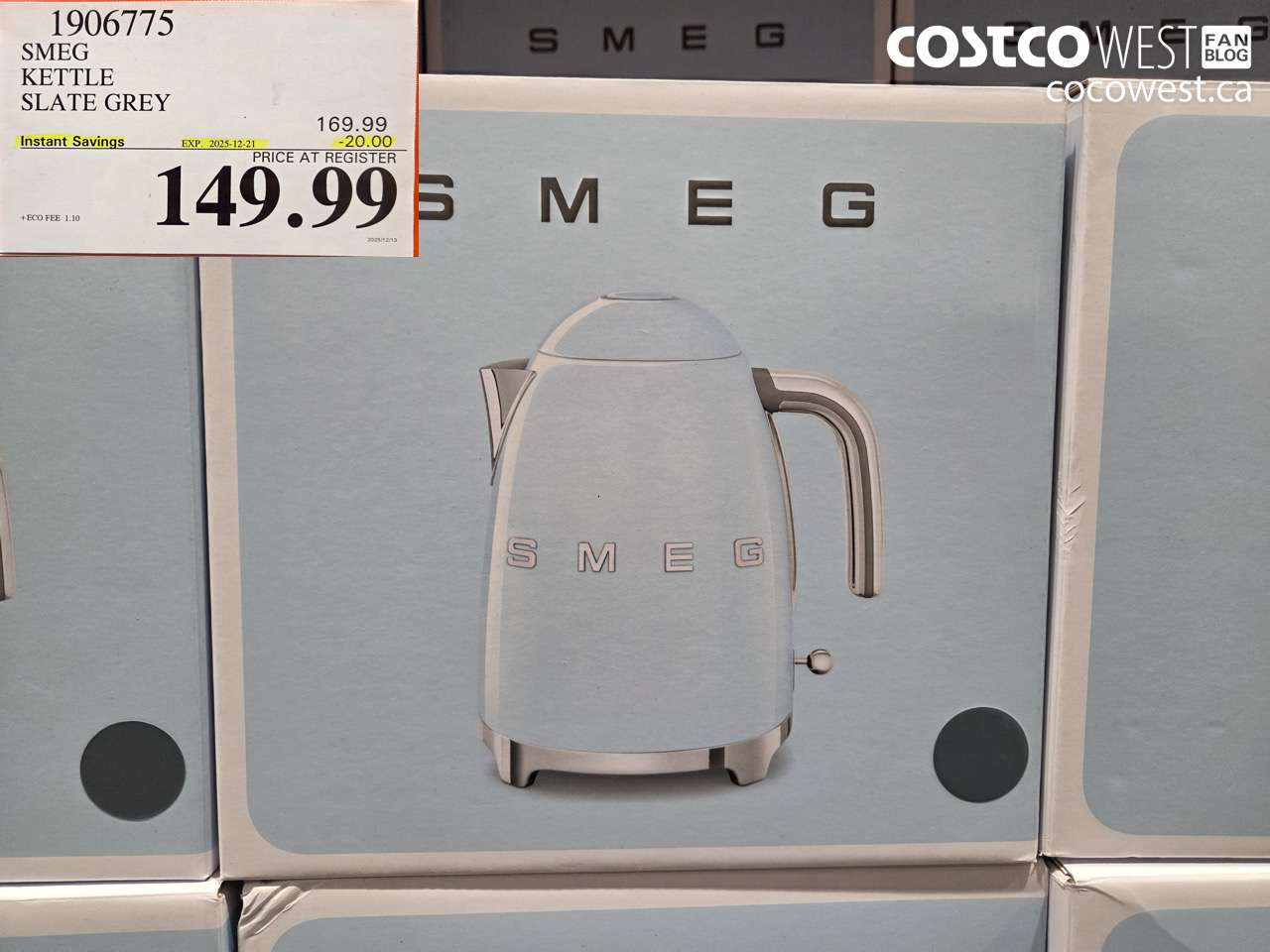 1906775 SMEG KETTLE SLATE GREY ($20.00 INSTANT SAVINGS EXPIRES ON 2025-12-21) $149.99