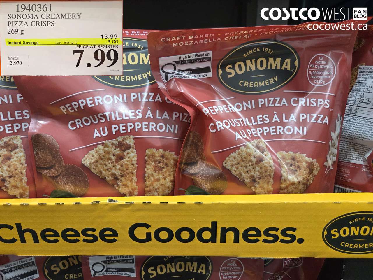 1940361 SONOMA CREAMERY PIZZA CRISPS 269G ($6.00 INSTANT SAVINGS EXPIRES ON 2025-12-17) $7.99