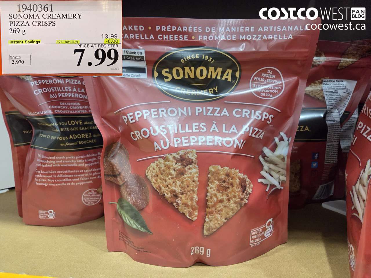 1940361 SONOMA CREAMERY PIZZA CRISPS 269G ($6.00 INSTANT SAVINGS EXPIRES ON 2025-12-24) $7.99