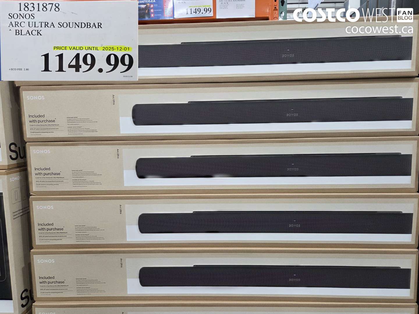 1831878 SONOS ARC ULTRA SOUNDBAR BLACK ($132.00 INSTANT SAVINGS EXPIRES ON 2025-12-01) $1149.99