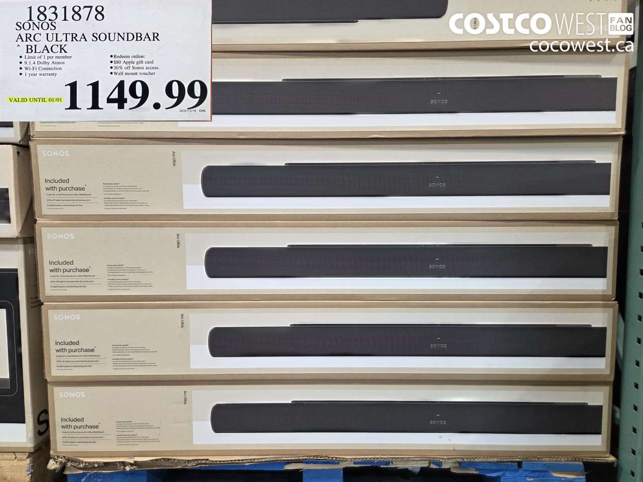 1831878 SONOS ARC ULTRA SOUNDBAR BLACK (EXPIRES ON 2026-01-01) $1149.99