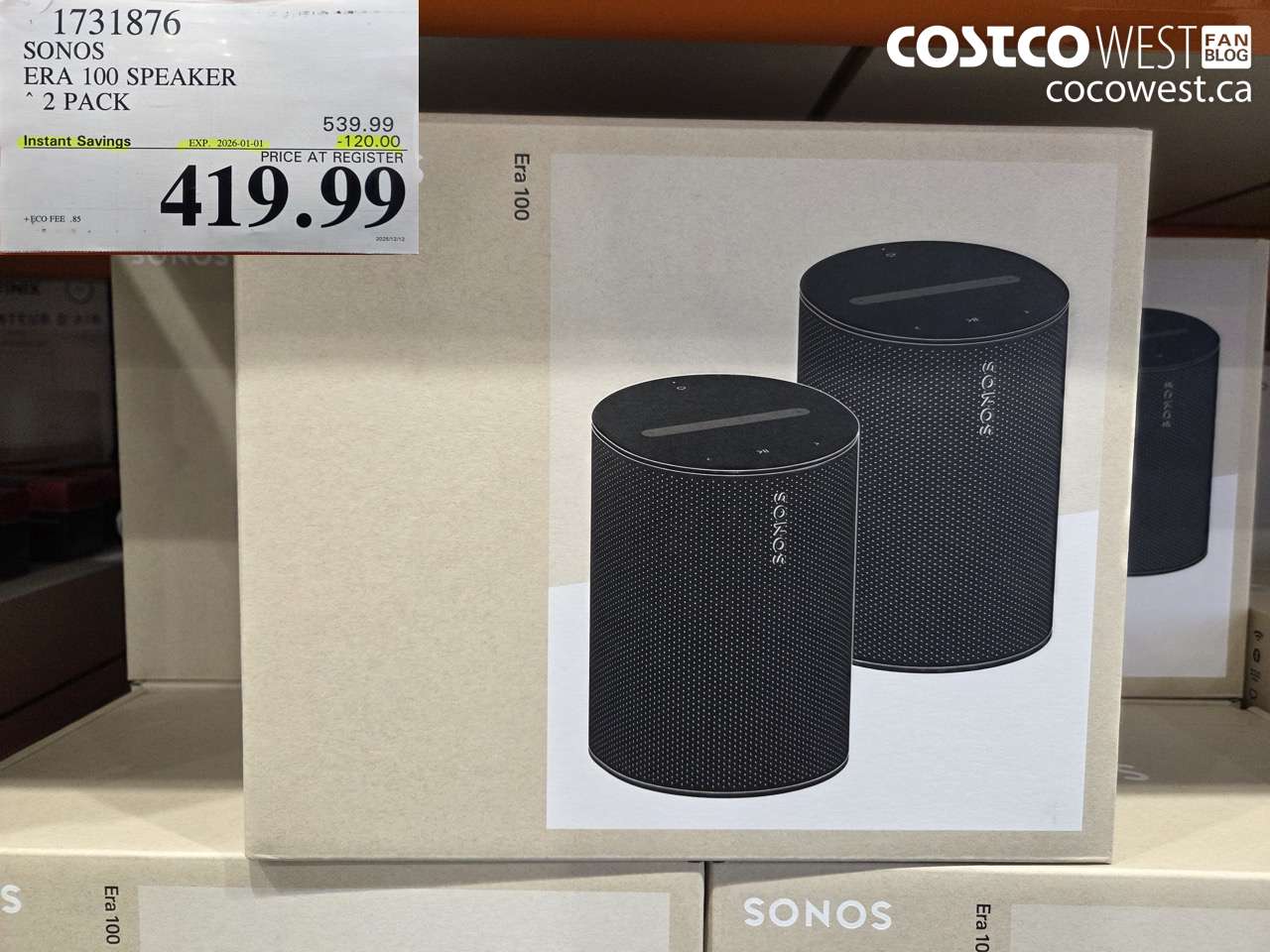 1731876 SONOS ERA 100 SPEAKER 2 PACK ($120.00 INSTANT SAVINGS EXPIRES ON 2026-01-01) $419.99
