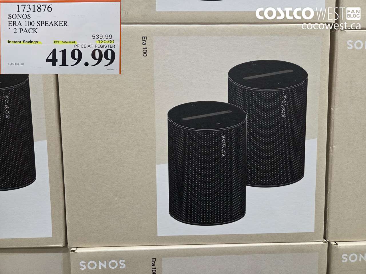 1731876 SONOS ERA 100 SPEAKER 2 PACK ($120.00 INSTANT SAVINGS EXPIRES ON 2026-01-01) $419.99