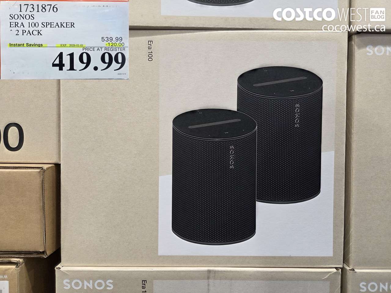 1731876 SONOS ERA 100 SPEAKER 2 PACK ($120.00 INSTANT SAVINGS EXPIRES ON 2026-01-01) $419.99