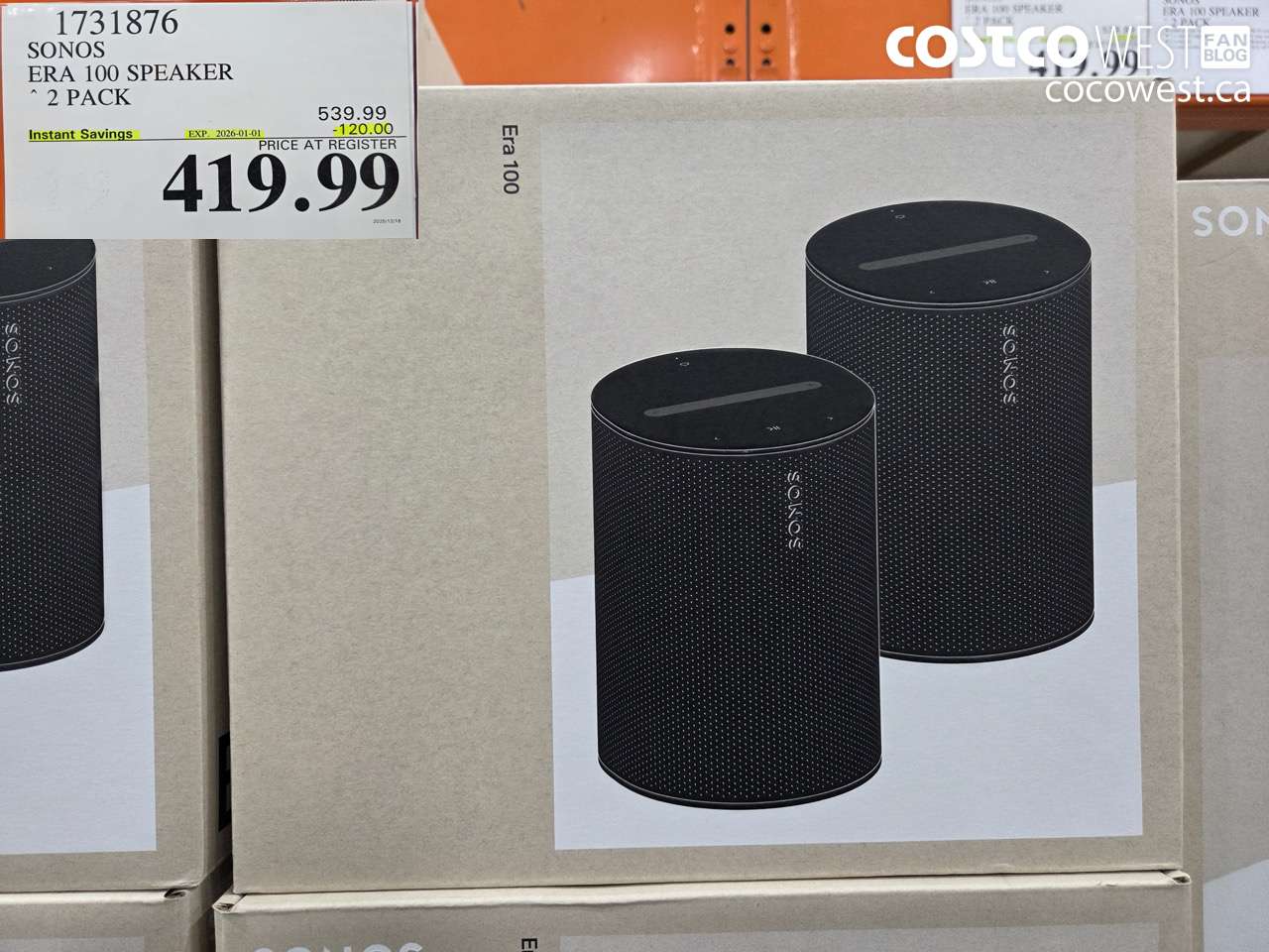 1731876 SONOS ERA 100 SPEAKER 2 PACK ($120.00 INSTANT SAVINGS EXPIRES ON 2026-01-01) $419.99