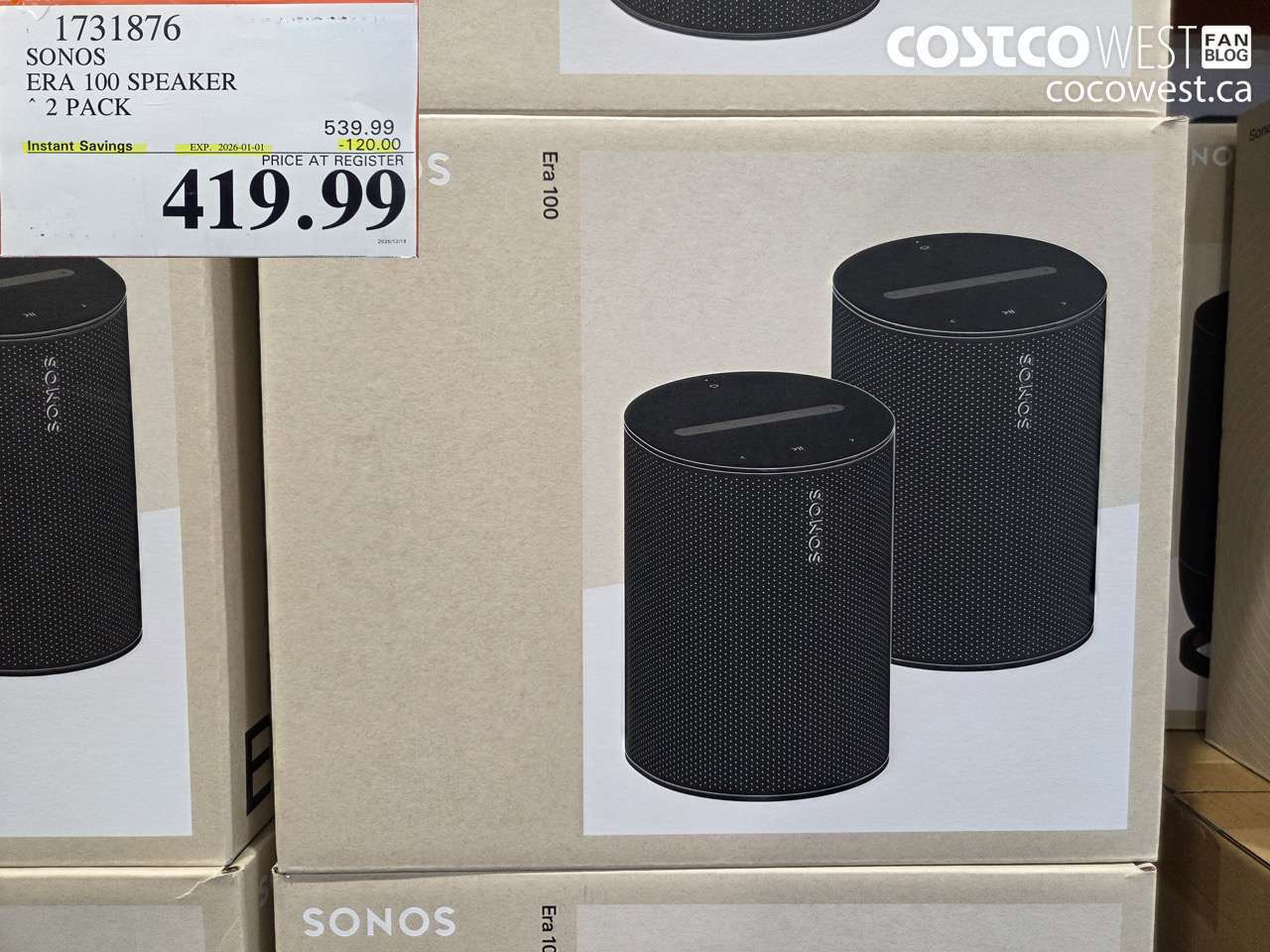 1731876 SONOS ERA 100 SPEAKER 2 PACK ($120.00 INSTANT SAVINGS EXPIRES ON 2026-01-01) $419.99