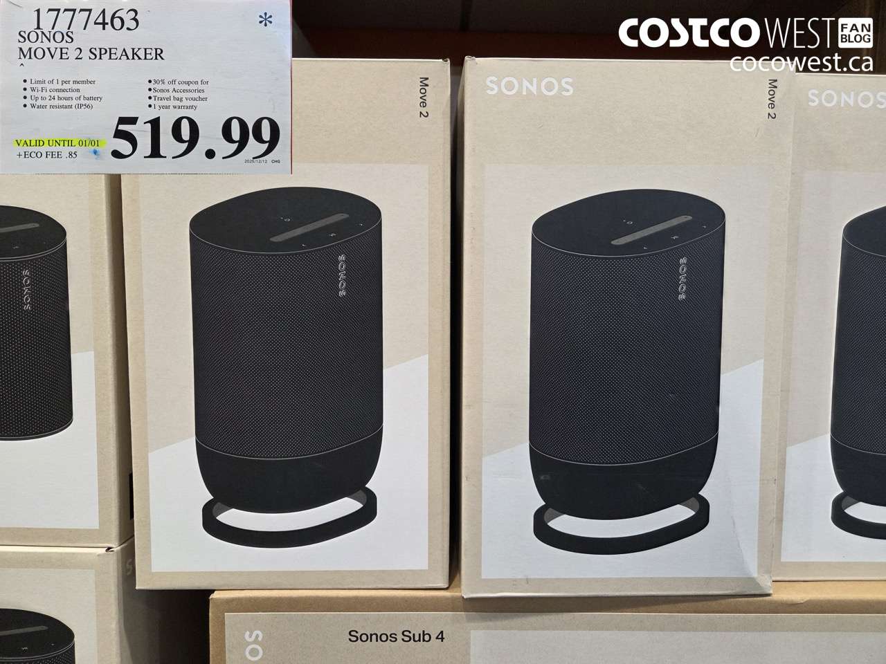 1777463 SONOS MOVE 2 SPEAKER (EXPIRES ON 2026-01-01) $519.99