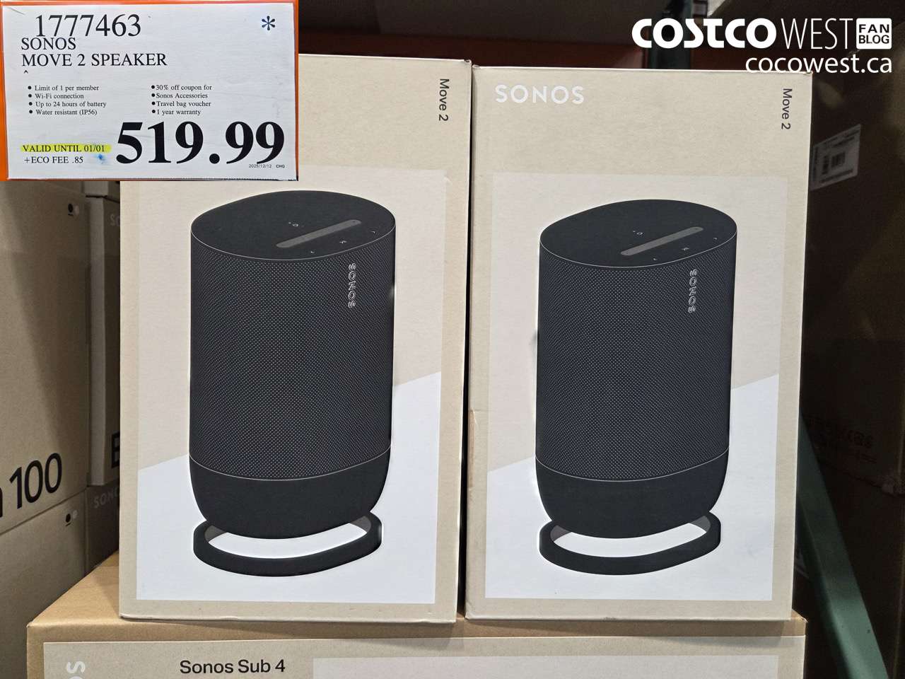 1777463 SONOS MOVE 2 SPEAKER (EXPIRES ON 2026-01-01) $519.99