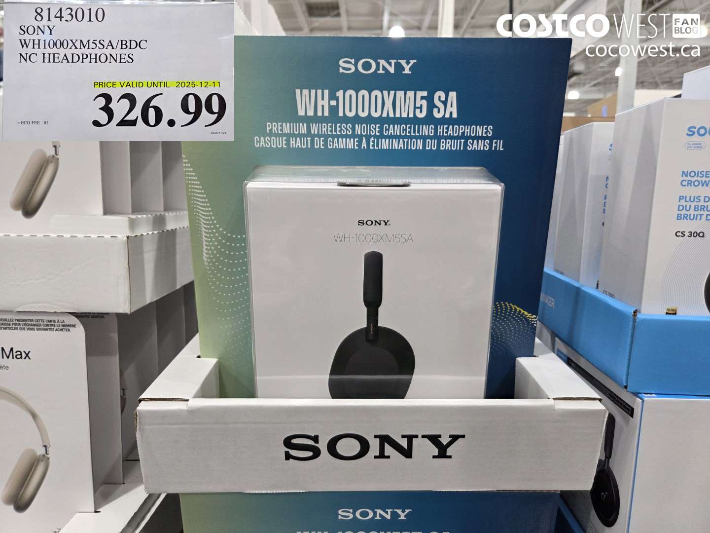 8143010 SONY WH1000XM5SA HEADPHONES W/ SOFT CASE (EXPIRES ON 2025-12-11) $326.99