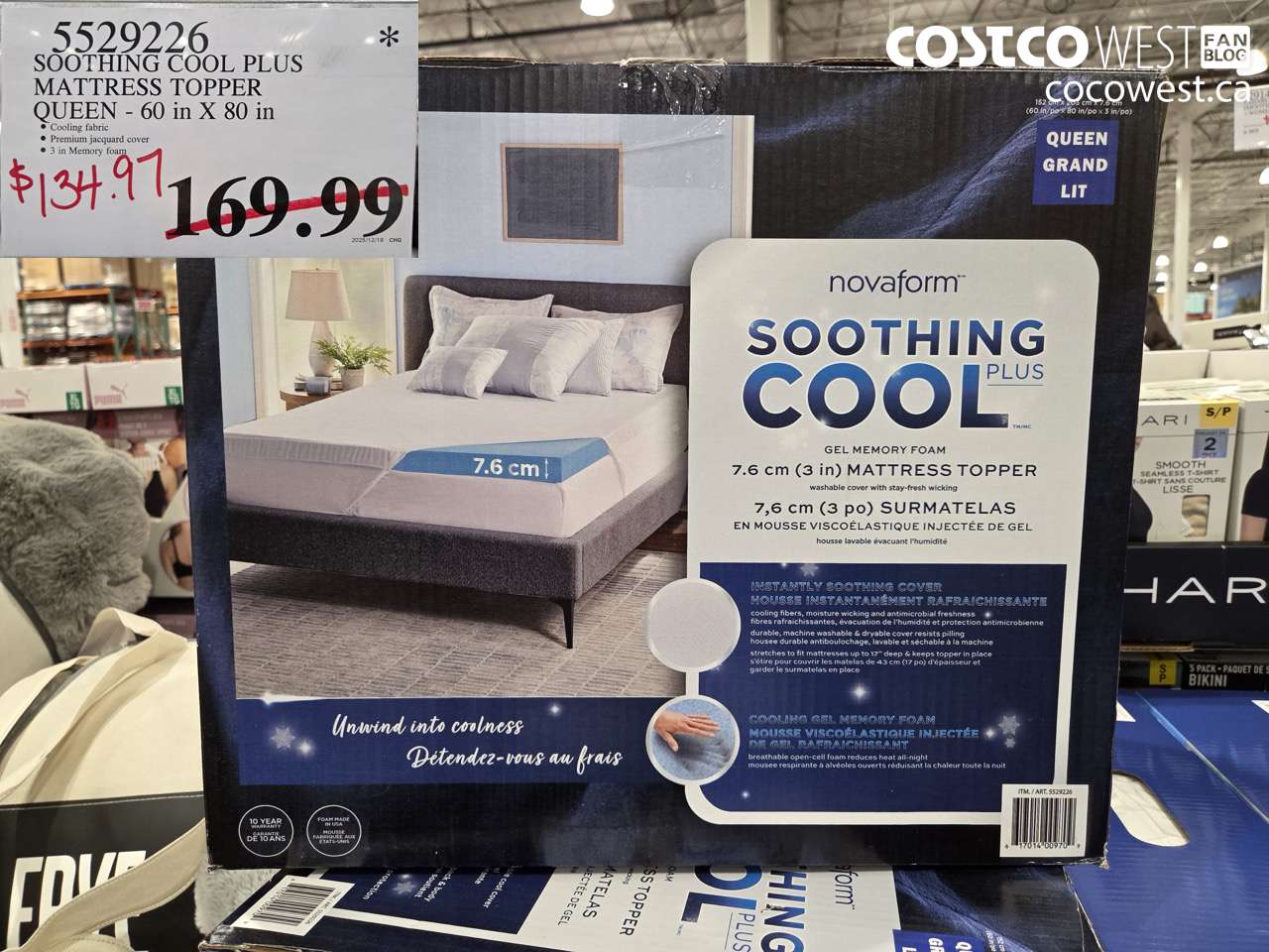 5529226 SOOTHING COOL PLUS MATTRESS TOPPER QUEEN 60