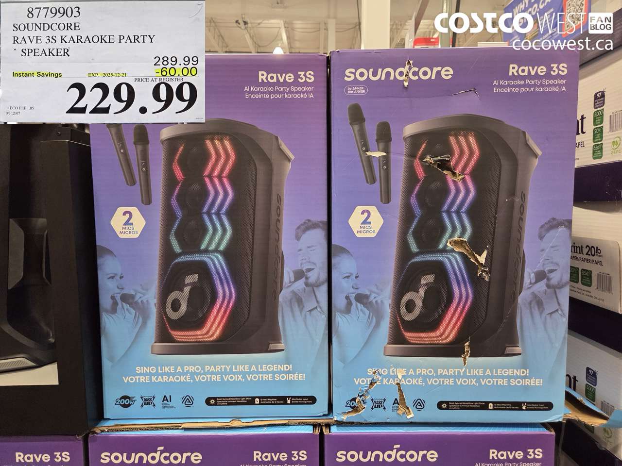 8779903 SOUNDCORE RAVE 3S KARAOKE PARTY SPEAKER ($60.00 INSTANT SAVINGS EXPIRES ON 2025-12-21) $229.99