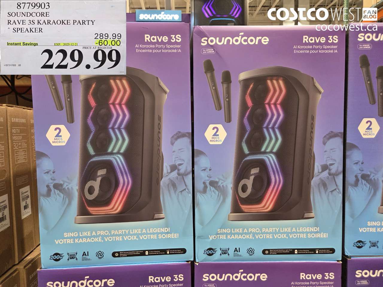 8779903 SOUNDCORE RAVE 3S KARAOKE PARTY SPEAKER ($60.00 INSTANT SAVINGS EXPIRES ON 2025-12-21) $229.99