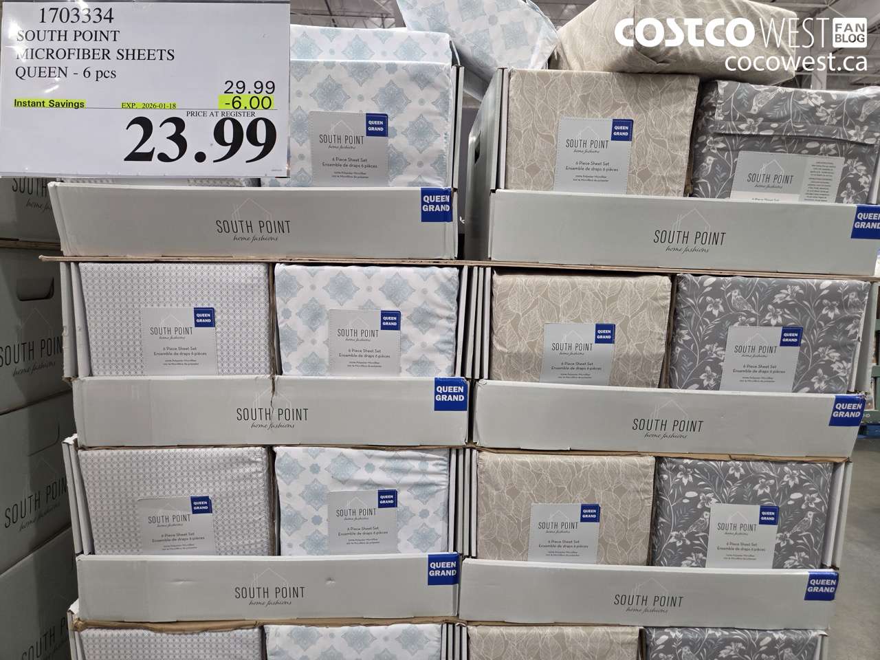 1703334 SOUTH POINT MICROFIBER SHEETS QUEEN 6PC ($6.00 INSTANT SAVINGS EXPIRES ON 2026-01-18) $23.99