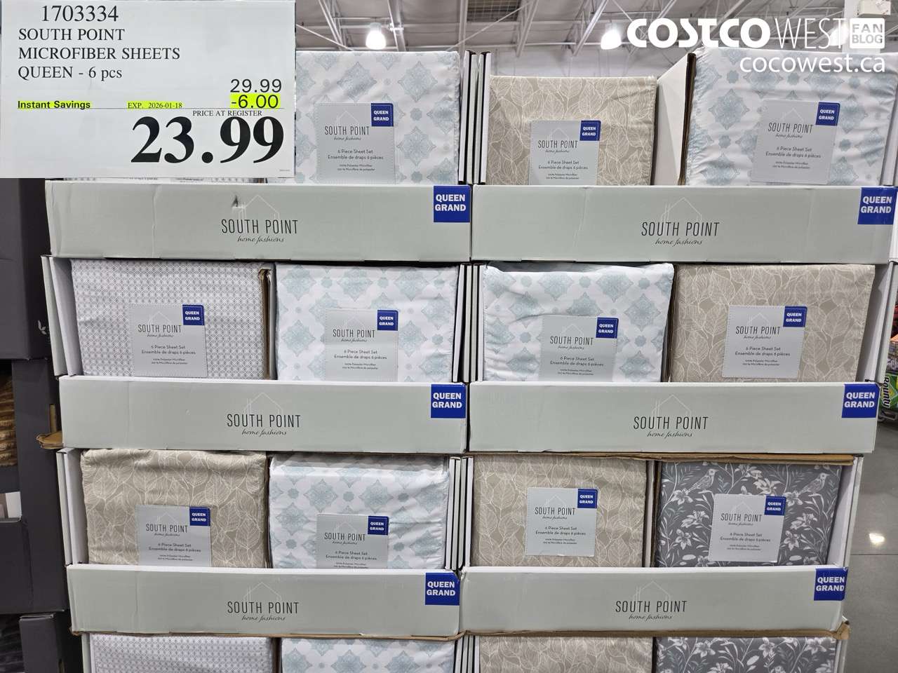 1703334 SOUTH POINT MICROFIBER SHEETS QUEEN 6PC ($6.00 INSTANT SAVINGS EXPIRES ON 2026-01-18) $23.99