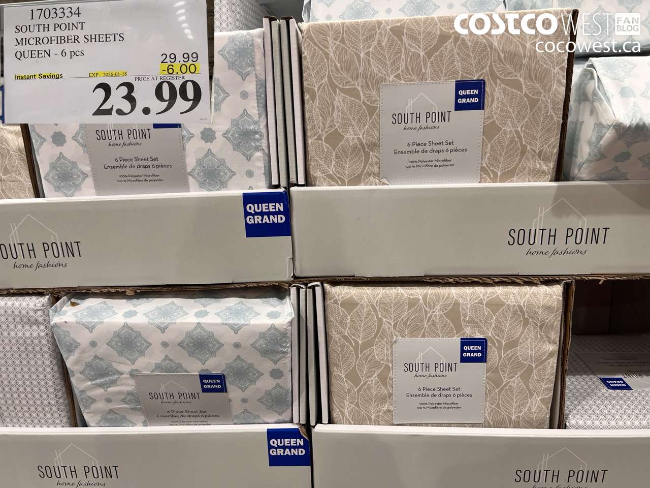 1703334 SOUTH POINT MICROFIBER SHEETS QUEEN 6PC ($6.00 INSTANT SAVINGS EXPIRES ON 2026-01-18) $23.99