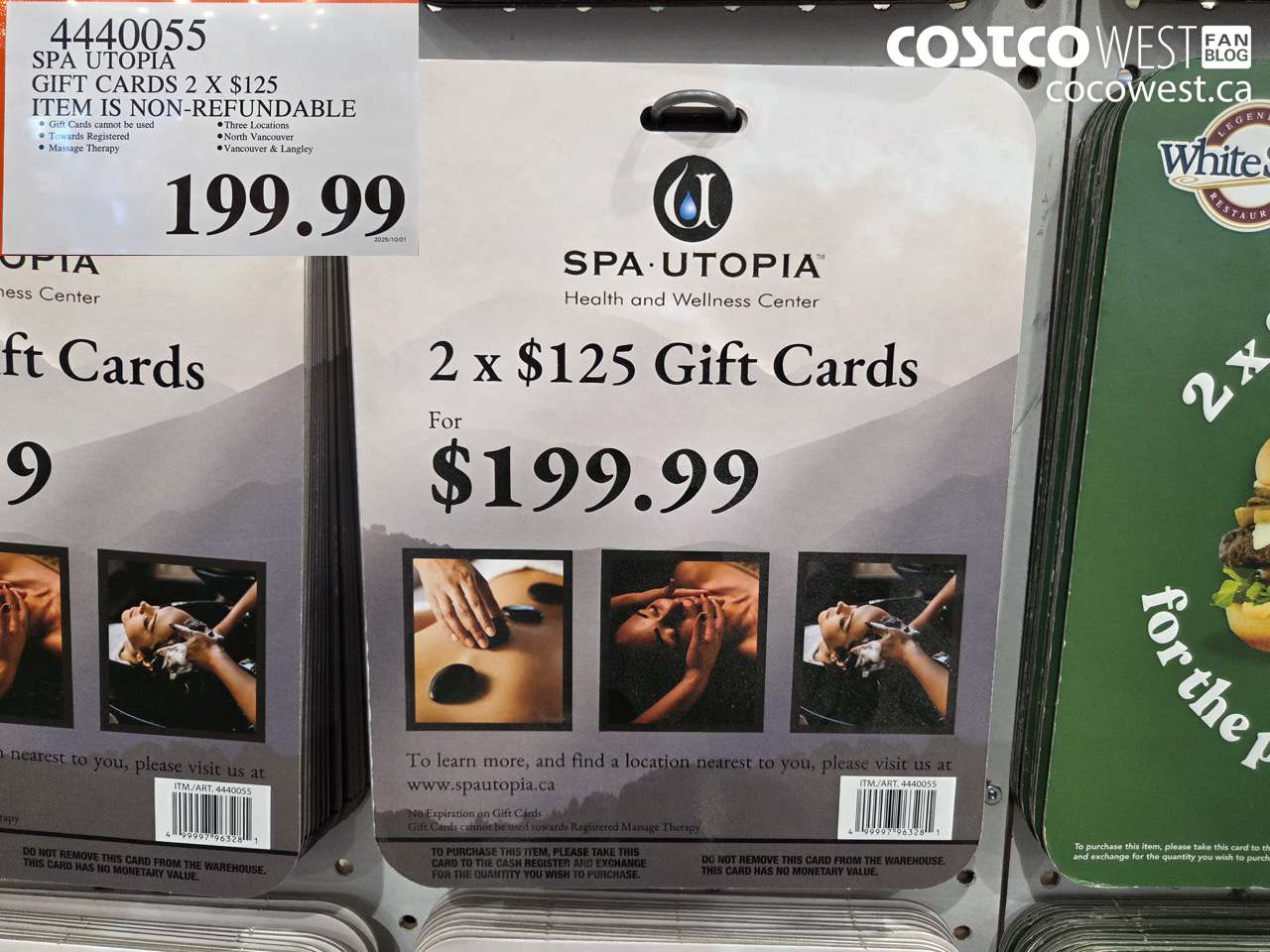 4440055 SPA UTOPIA GIFT CARDS 2 X $125 ITEM IS NON-REFUNDABLE $199.99