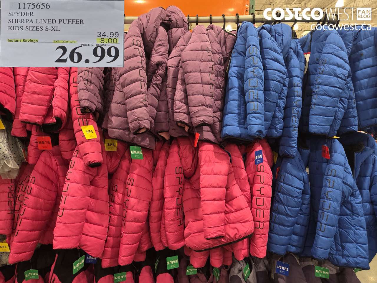 1175656 SPYDER SHERPA LINED PUFFER KIDS SIZES S-XL ($8.00 INSTANT SAVINGS EXPIRES ON 2025-12-07) $26.99