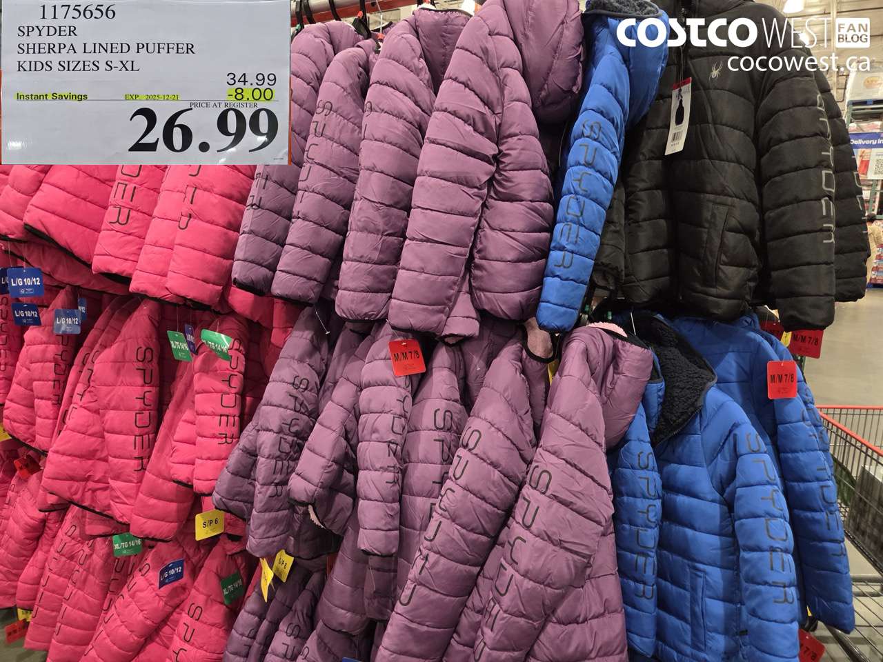 1175656 SPYDER SHERPA LINED PUFFER KIDS SIZES S-XL ($8.00 INSTANT SAVINGS EXPIRES ON 2025-12-21) $26.99