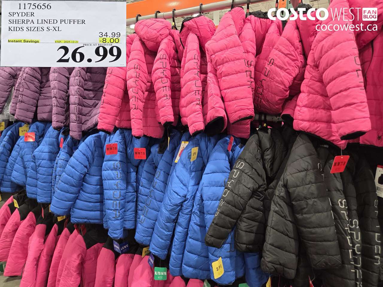 1175656 SPYDER SHERPA LINED PUFFER KIDS SIZES S-XL ($8.00 INSTANT SAVINGS EXPIRES ON 2025-12-21) $26.99